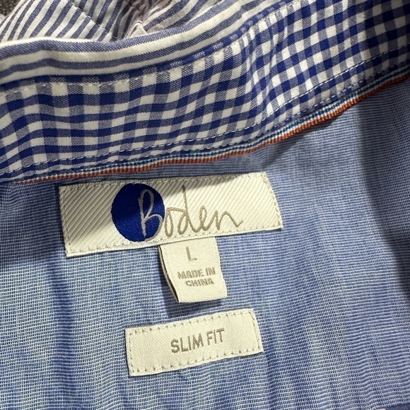 Boden Stripe Gingham Buttoned Down Sirt Top Sz L - Picture 3 of 6